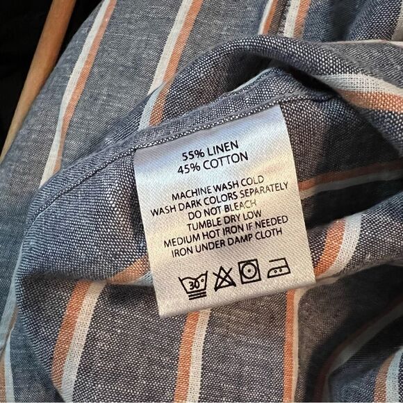 Line of trade cotton & linen blend striped button shirt - Picture 6 of 9